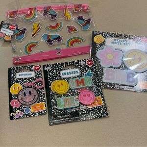 4 Piece Rainbow Roller Skate Clear Pencil Pouch Set